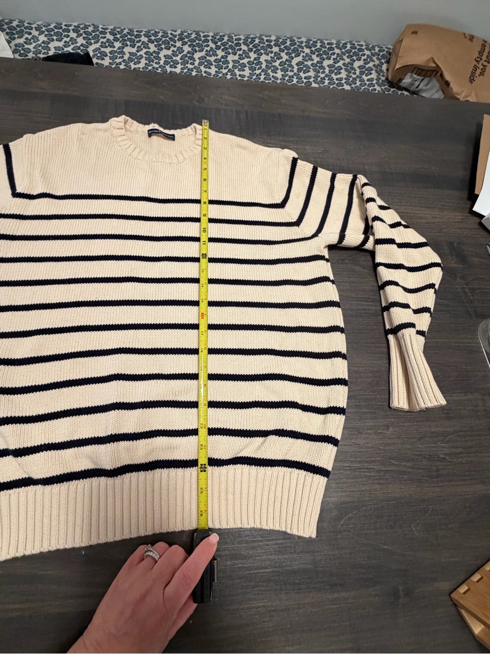 Brandy Melville Cream and Black Striped Crewneck Sweater - Picture 5 of 6